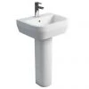 Britton Bathrooms - Curve Washbasin with round full pedestal - 2 Size Options