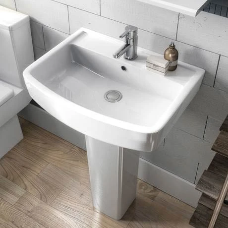 Brooklyn Modern Square Basin + Pedestal (1 Tap Hole) 3 Brooklyn Modern Square Basin + Pedestal (1 Tap Hole) - Image 3