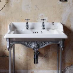 Victorian Plumbing Store 40 Victorian Plumbing Store -Victorian Plumbing Store Burlington Classic 65cm Basin with Polished Aluminium Wash Stand d1 460