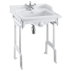 Burlington Classic 65cm Basin with White Aluminium Wash Stand - Various Tap Hole Options
