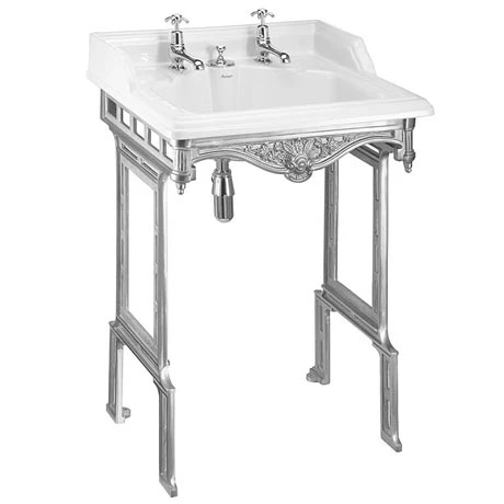 Burlington Classic 65cm Invisible Overflow Basin with Polished Aluminium Wash Stand 1 Burlington Classic 65cm Invisible Overflow Basin with Polished Aluminium Wash Stand