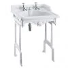 Burlington Classic 65cm Invisible Overflow Basin with White Aluminium Wash Stand