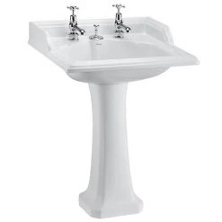 Burlington Classic Square 65cm Basin with Invisible Overflow/Waste & Pedestal