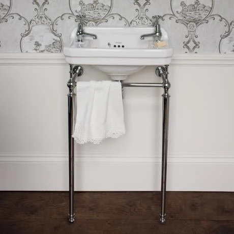 Burlington Cloakroom 515mm 2TH Edwardian Basin & Chrome Wash Stand 2 Burlington Cloakroom 515mm 2TH Edwardian Basin & Chrome Wash Stand - Image 2