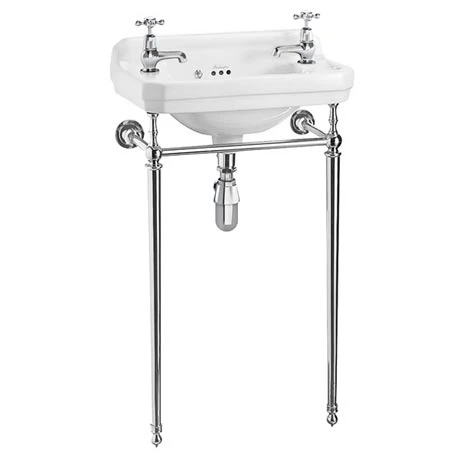 Burlington Cloakroom 515mm 2TH Edwardian Basin & Chrome Wash Stand 1 Burlington Cloakroom 515mm 2TH Edwardian Basin & Chrome Wash Stand