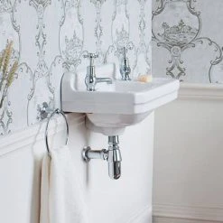 Burlington Edwardian 2TH Wall Mounted Cloakroom Basin - B8 -Victorian Plumbing Store Burlington Edwardian 2TH Wall Mounted Cloakroom Basin B8 d3 460