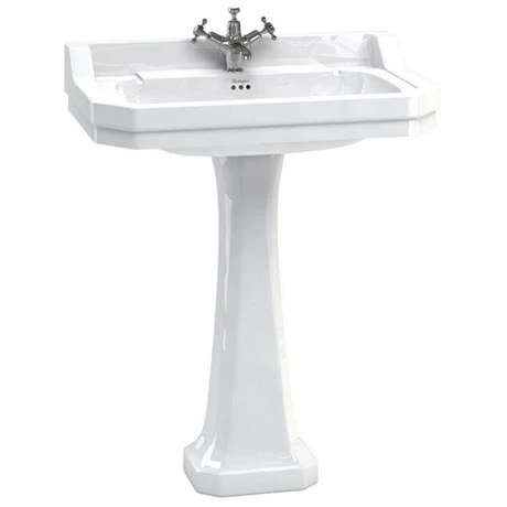 Burlington Edwardian 80cm Basin and Pedestal - Various Tap Hole Options 1 Burlington Edwardian 80cm Basin and Pedestal - Various Tap Hole Options