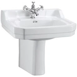 Burlington Edwardian Medium Basin and Semi Pedestal - Various Tap Hole Options