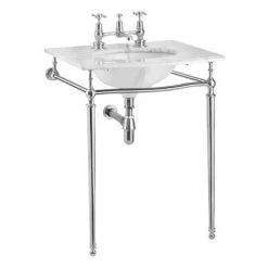 Burlington Georgian Carrara Marble Basin with Chrome Wash Stand -Victorian Plumbing Store Burlington Georgian Carrara Marble Basin with Chrome Wash Stand d2 460