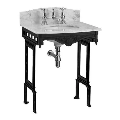 Burlington Georgian Carrera Marble Basin with Black Aluminium Wash Stand 2 Burlington Georgian Carrera Marble Basin with Black Aluminium Wash Stand - Image 2
