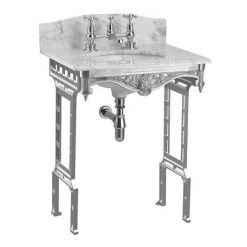 Victorian Plumbing Store 46 Victorian Plumbing Store -Victorian Plumbing Store Burlington Georgian Carrera Marble Basin with Polished Aluminium Wash Stand d1 460