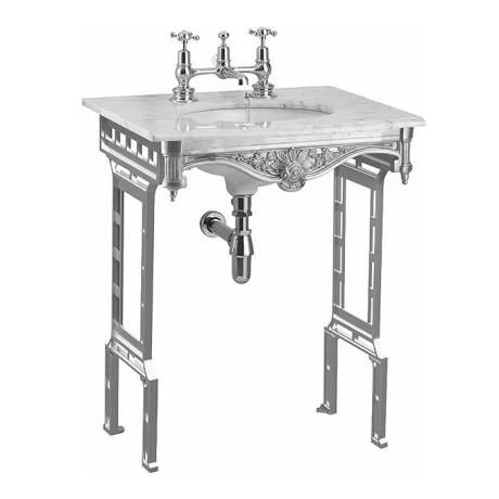 Burlington Georgian Carrera Marble Basin with Polished Aluminium Wash Stand 3 Burlington Georgian Carrera Marble Basin with Polished Aluminium Wash Stand - Image 3