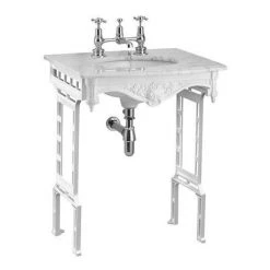 Burlington Georgian Carrera Marble Basin with White Aluminium Wash Stand -Victorian Plumbing Store Burlington Georgian Carrera Marble Basin with White Aluminium Wash Stand d2 460