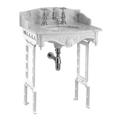 Burlington Georgian Carrera Marble Basin with White Aluminium Wash Stand