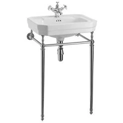 Burlington Victorian Medium Basin & Chrome Wash Stand - Various Tap Hole Options