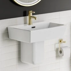 Cubo Basin + Semi Pedestal (520mm Wide - 1 Tap Hole)