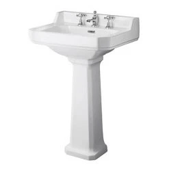 Old London Richmond 600mm Traditional 3TH Basin & Full Pedestal
