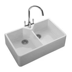 Rangemaster Double Bowl Belfast Ceramic Kitchen Sink -Victorian Plumbing Store CDB800WH D2 460