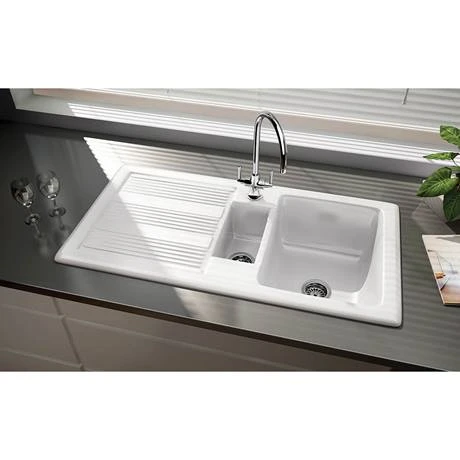 Rangemaster Portland 1.5 Bowl Ceramic Kitchen Sink 2 Rangemaster Portland 1.5 Bowl Ceramic Kitchen Sink - Image 2