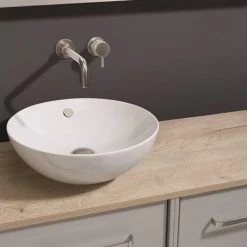 Crosswater Castellon 430mm Carrara Marble/White Countertop Basin - CT0012BSCM+ -Victorian Plumbing Store CT0012BSCM D2 460