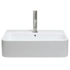 Crosswater Navona Gloss White Square Wall Mounted / Counter Top Basin - 1 Tap Hole