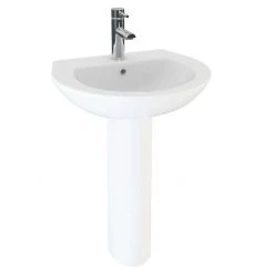 Cove 550mm Basin And Full Pedestal Set - 1 Tap Hole