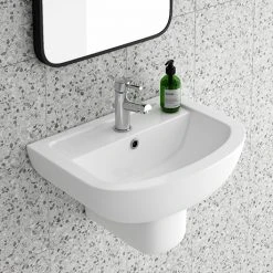 Cruze Basin + Semi Pedestal (550mm Wide - 1 Tap Hole)