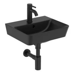Ideal Standard Connect Air Cube Silk Black 400mm Wall Mounted / Vanity Basin - E0307V3 -Victorian Plumbing Store E0307V3.ai2 460