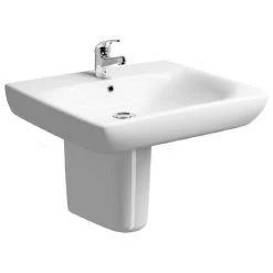 Twyford E100 Square Less Abled 1TH Basin & Semi Pedestal