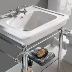Imperial Etoile 605mm Medium Basin + Polished Nickel Basin Stand -Victorian Plumbing Store ET605S3TH D2 460 3