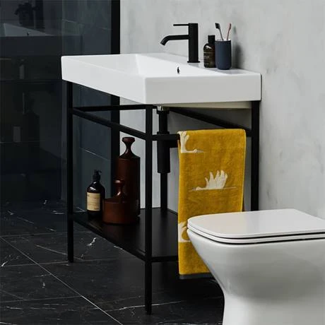 Britton Shoreditch Frame 600mm Basin & Black Wash Stand 2 Britton Shoreditch Frame 600mm Basin & Black Wash Stand - Image 2