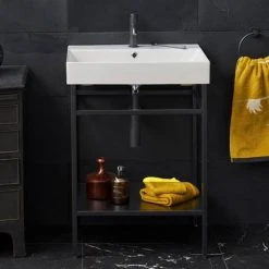 Britton Shoreditch Frame 600mm Basin & Black Wash Stand 5 Britton Shoreditch Frame 600mm Basin & Black Wash Stand -Victorian Plumbing Store FRAME600 d2 460