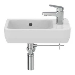 Ideal Standard i.Life S 450mm Wall Hung Right Hand 1TH Washbasin + Chrome Bottle Trap -Victorian Plumbing Store ISIL45WH D3 460