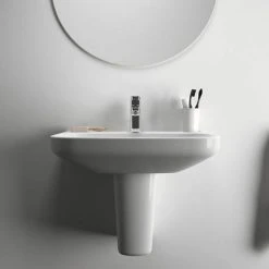 Ideal Standard i.Life A 1TH Washbasin + Semi Pedestal -Victorian Plumbing Store ISILA55SP D4 460