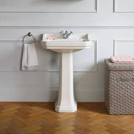 Ideal Standard Waverley 560mm 1 Tap Hole Basin + Pedestal 2 Ideal Standard Waverley 560mm 1 Tap Hole Basin + Pedestal - Image 2