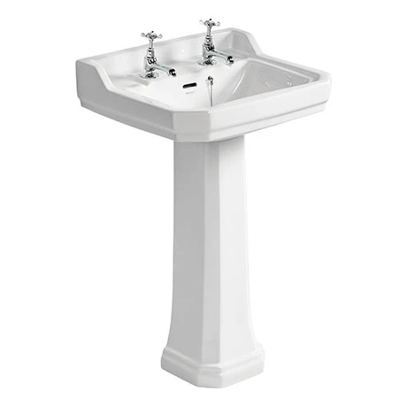 Ideal Standard Waverley 560mm 2 Tap Hole Basin + Pedestal 1 Ideal Standard Waverley 560mm 2 Tap Hole Basin + Pedestal
