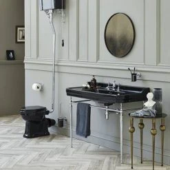 Burlington Jet Black Edwardian 3TH 120cm Basin & Chrome Wash Stand -Victorian Plumbing Store JET123TH D2 460