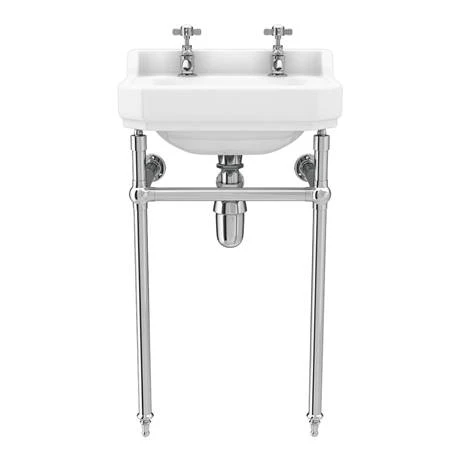 Keswick Traditional 500mm Basin & Chrome Wash Stand 4 Keswick Traditional 500mm Basin & Chrome Wash Stand - Image 4