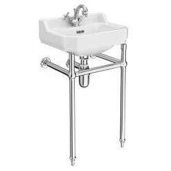 Keswick Traditional 500mm Basin & Chrome Wash Stand