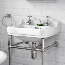 Keswick Traditional 500mm Basin & Chrome Wash Stand 8 Keswick Traditional 500mm Basin & Chrome Wash Stand -Victorian Plumbing Store KT5W d1 460