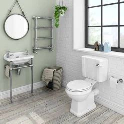 Keswick Traditional 515mm Cloakroom Basin 2TH & Chrome Wash Stand -Victorian Plumbing Store KTCB2THW n d1 460