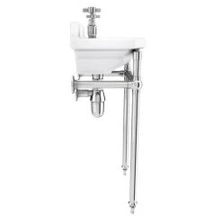Keswick Traditional 515mm Cloakroom Basin 2TH & Chrome Wash Stand -Victorian Plumbing Store KTCB2THW D4 460