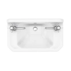 Keswick Traditional 515mm Cloakroom Basin 2TH & Chrome Wash Stand -Victorian Plumbing Store KTCB2THW D5 460