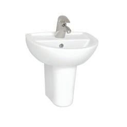 Vitra - Layton Cloakroom Basin and Half Pedestal - 2 Tap Hole - 2 Size Options
