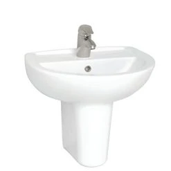 VitrA - Layton Basin and Half Pedestal - 1 Tap Hole - 3 Size Options