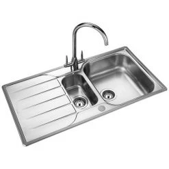 Rangemaster Michigan 1.5 Bowl Stainless Steel Kitchen Sink -Victorian Plumbing Store MG9502 D2 460