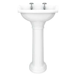 Monaco Traditional Basin + Pedestal (2 Tap Hole - Various Sizes) 7 Monaco Traditional Basin + Pedestal (2 Tap Hole - Various Sizes) -Victorian Plumbing Store MONBASPED D2 460