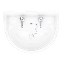 Monaco Traditional Basin + Pedestal (2 Tap Hole - Various Sizes) 9 Monaco Traditional Basin + Pedestal (2 Tap Hole - Various Sizes) -Victorian Plumbing Store MONBASPED D4 460