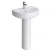 Metro Modern Basin with Full Pedestal (1 Tap Hole - Various Sizes)