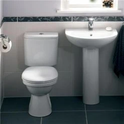 VitrA - Milton Basin and Pedestal - 1 Tap Hole - 2 Size Options -Victorian Plumbing Store Milton 45 D2 375